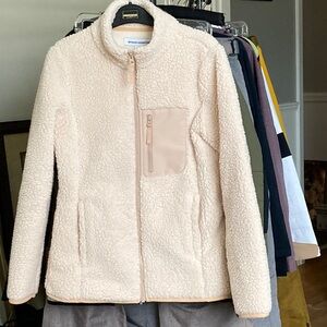 Amazon Essentials Faux Sheepskin Zip up Jacket Cream colored.